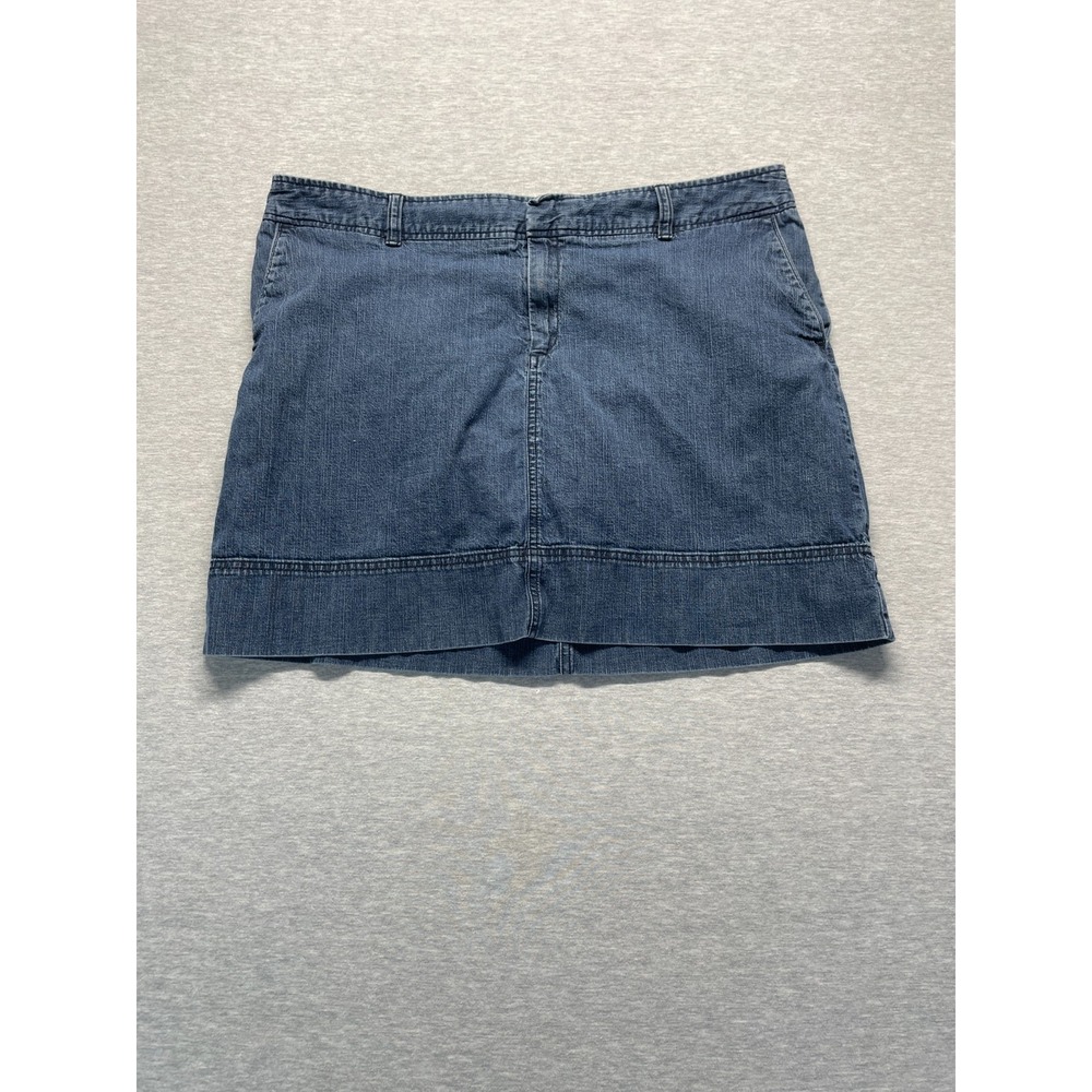 Merona A-Line Mini Skirt Womens 18 Blue Denim Medium Wash Cotton Stretch Summer